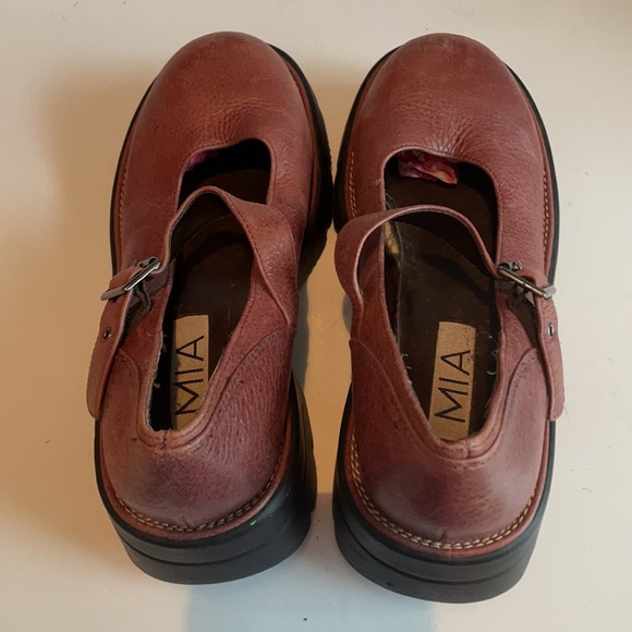Mia Loran BoHo Mary Jane buckle low heel tan leather shoes size 4 girls - Picture 4 of 12